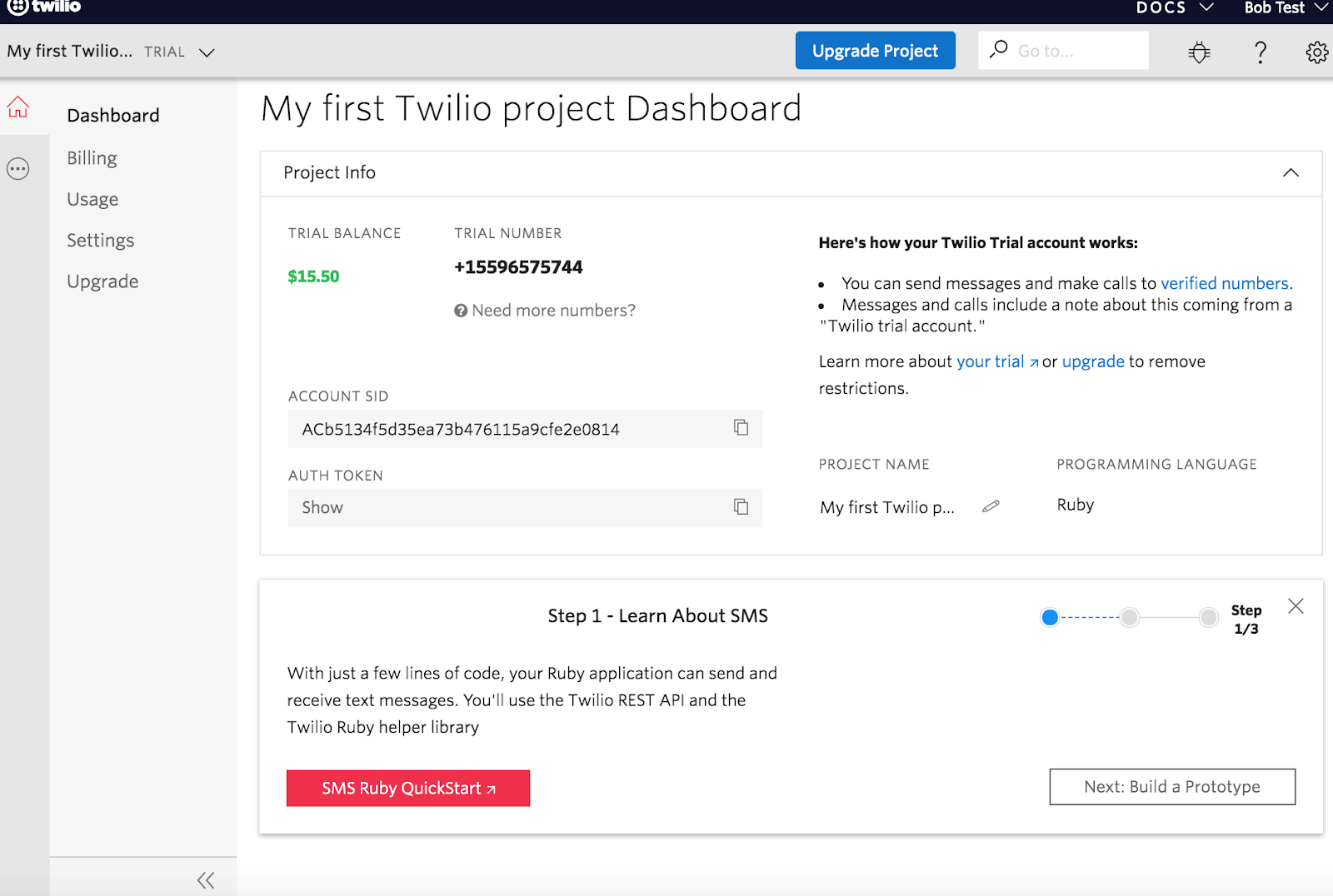 twilio user onboarding first dashboard
