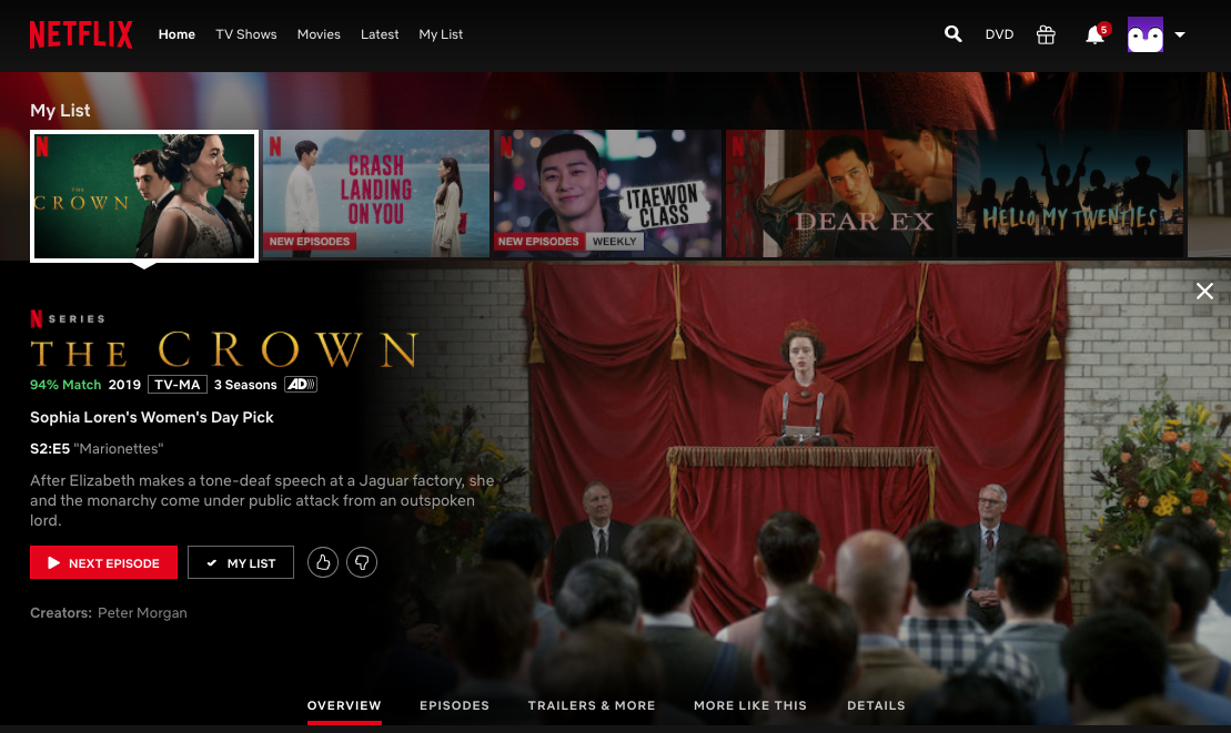 netflix homepage thumbs up down percent match