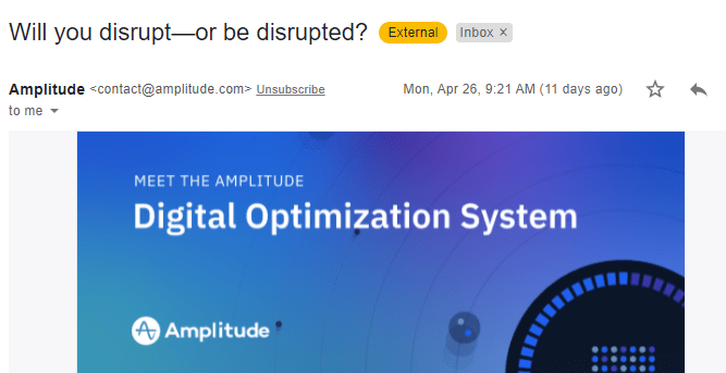Amplitude product launch email example