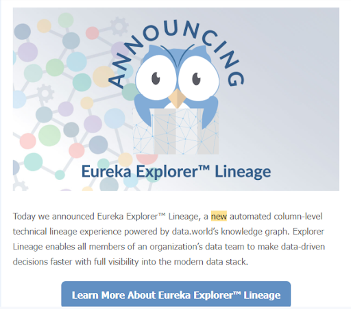 data.world product launch email for Eureka Explorer