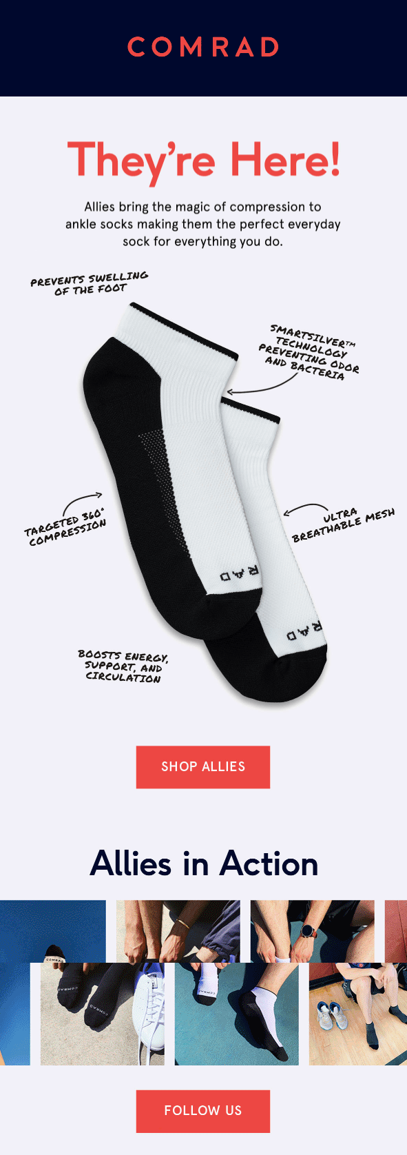 Comrad's product launch social endorsement email