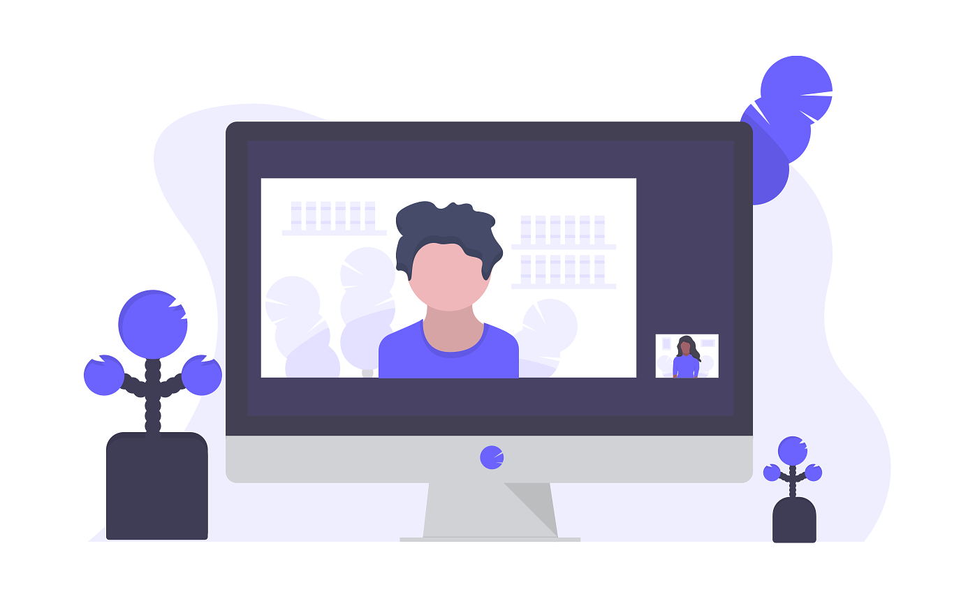 video conference sales call listening illustration
