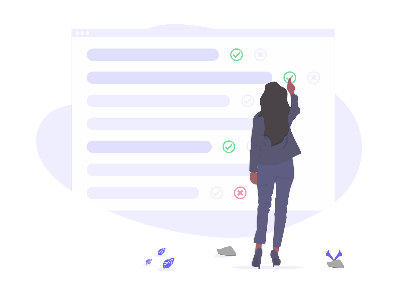 illustration of a woman checking off items from a list