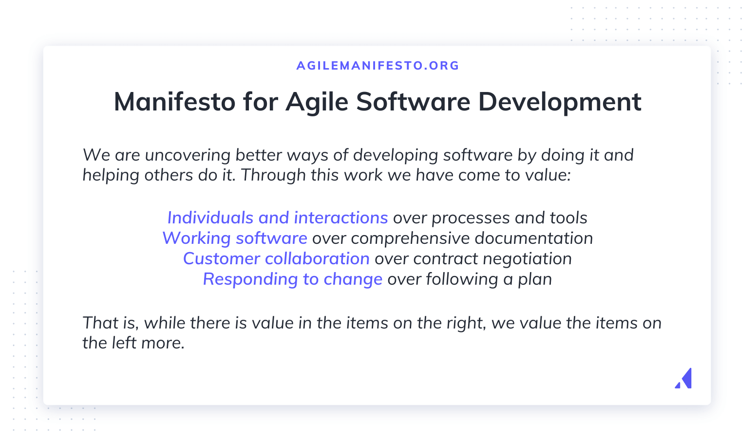 Manifesto for agile software development