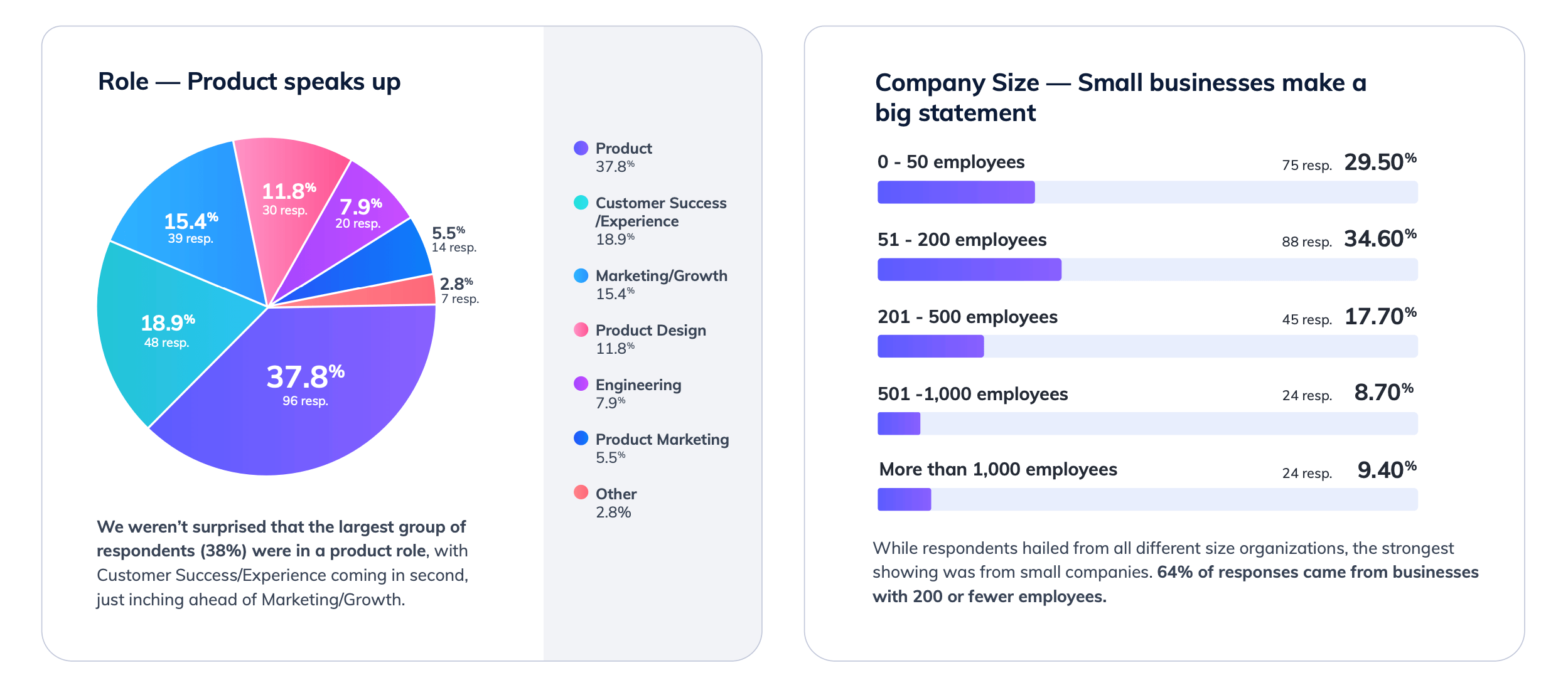 Benchmark report respondents by company size and role