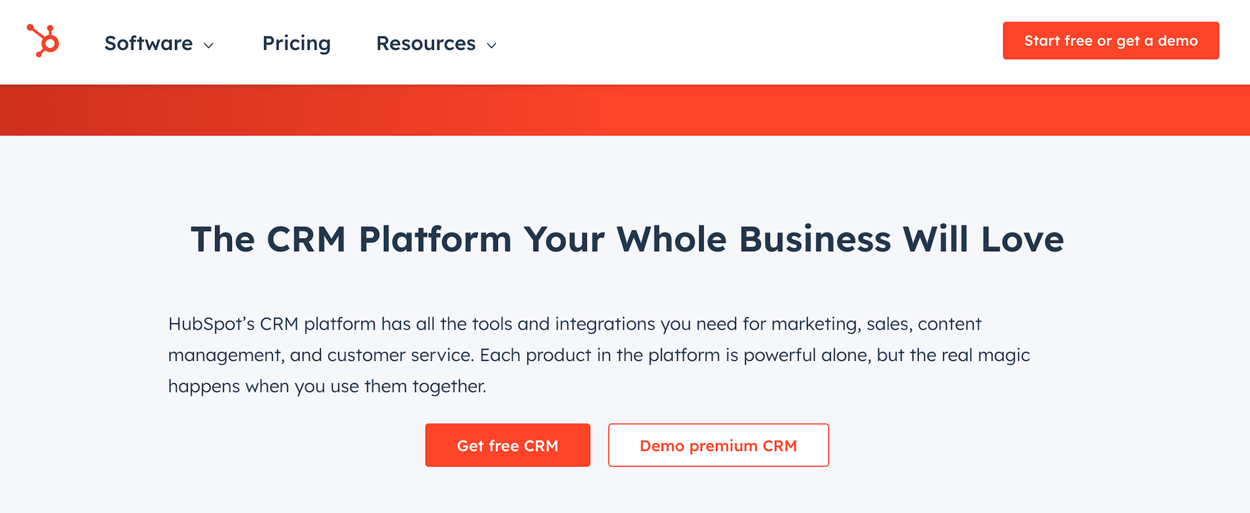 Screenshot of Hubspot CRM platform's everything product management strategy