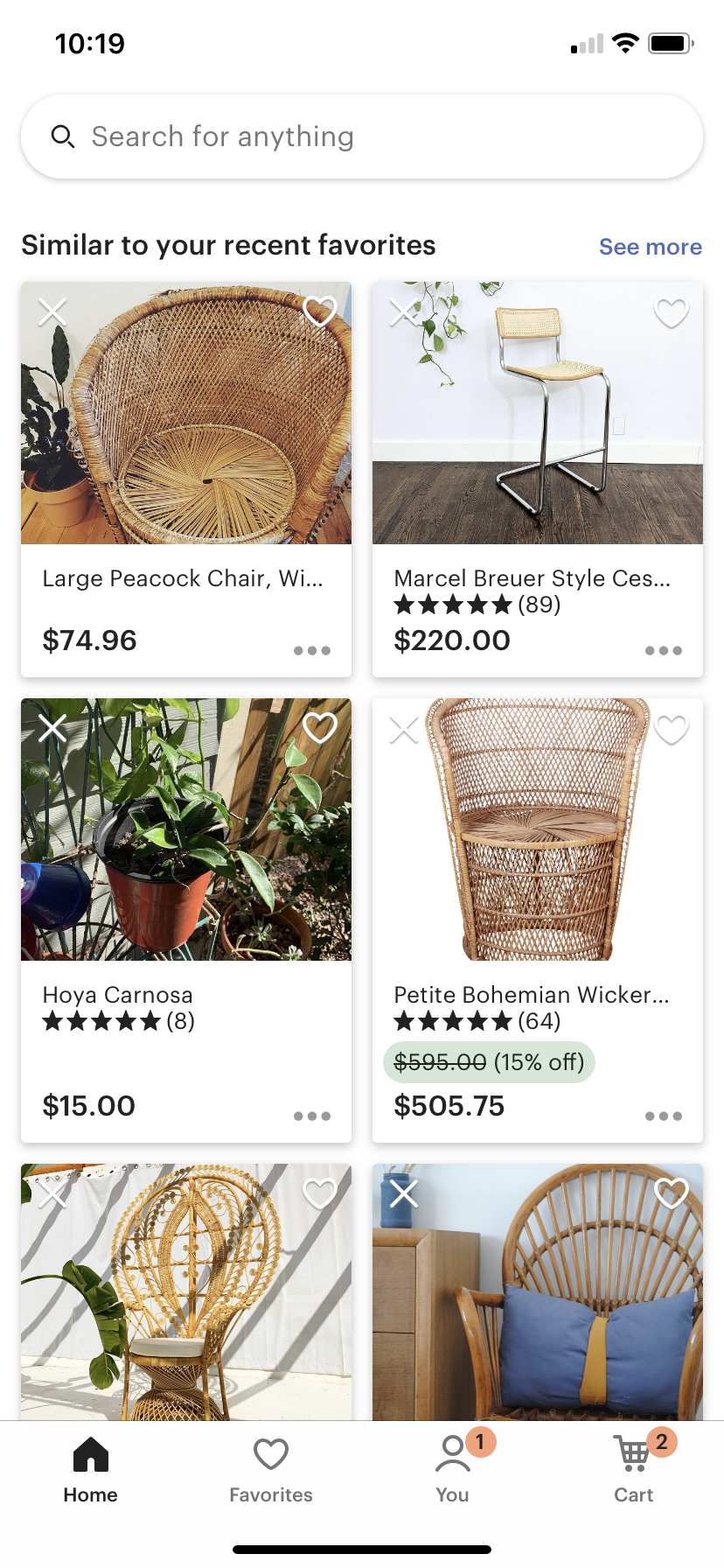 etsy app favorite suggestions 