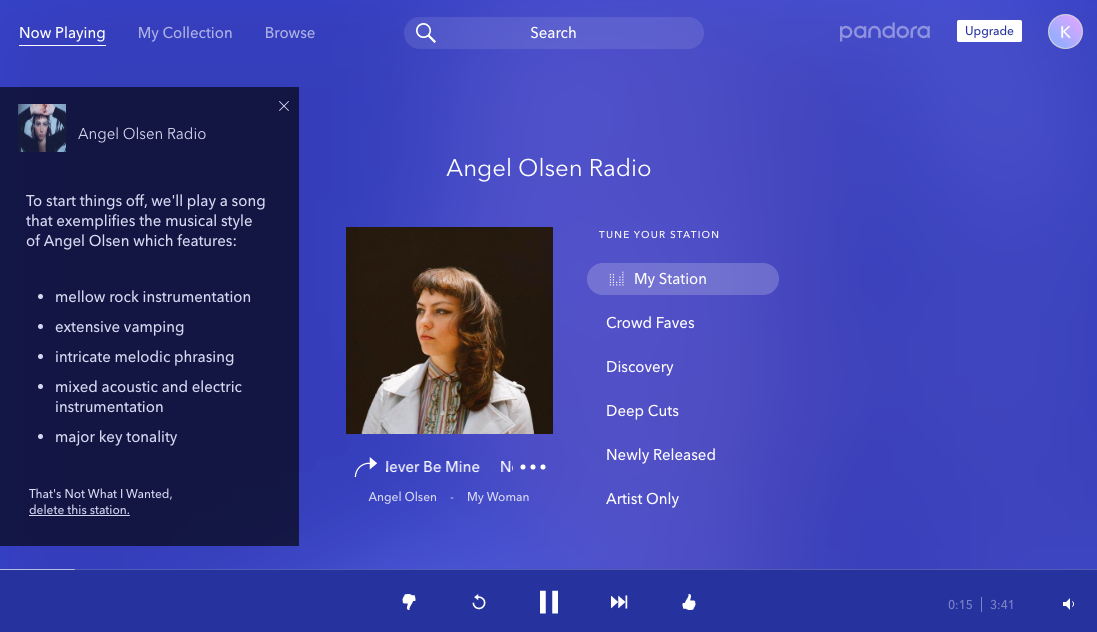 pandora radio thumbs up down rating system