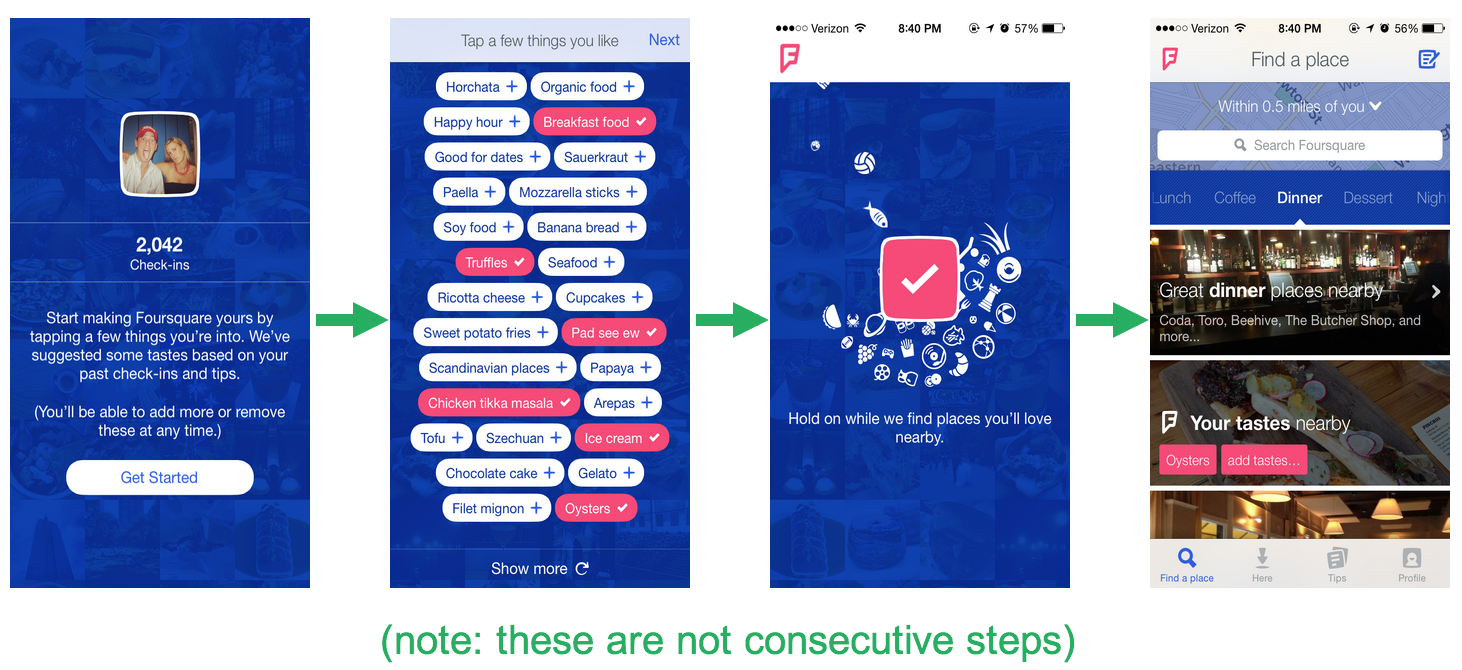 Foursquare's user onboarding wow moment