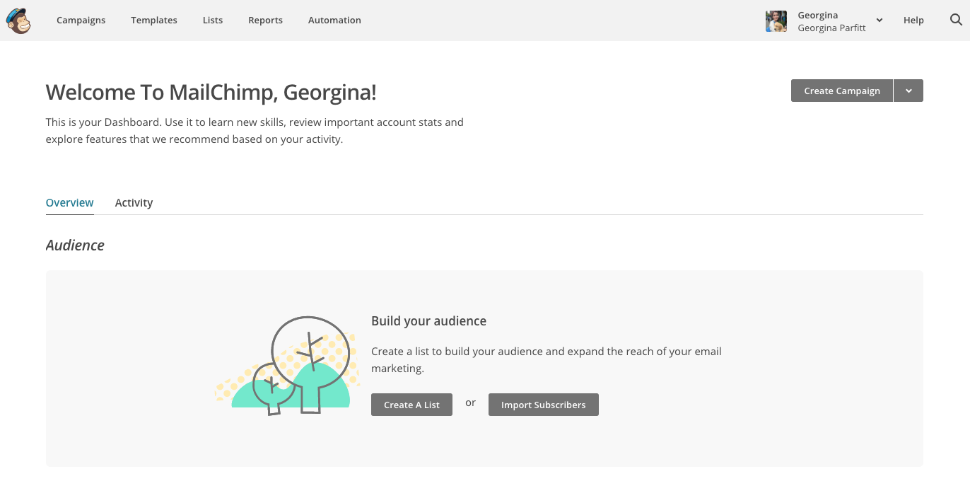MailChimp good onboarding experience