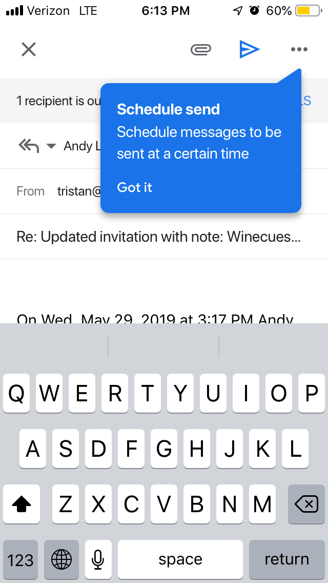 gmail schedule send blue tooltip