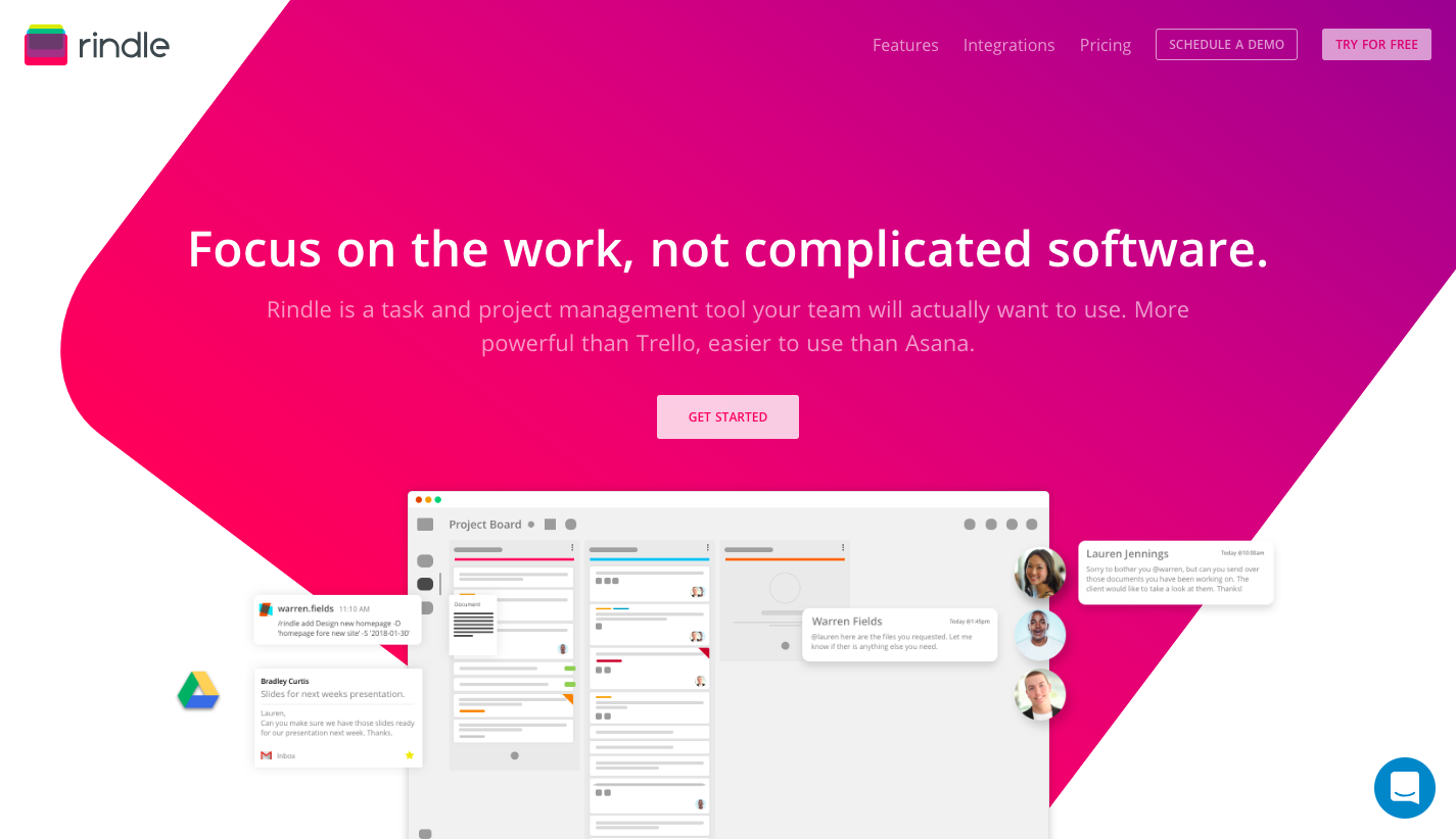A screenshot of Rindle's homepage—the company's onboarding experience that we are troubleshooting