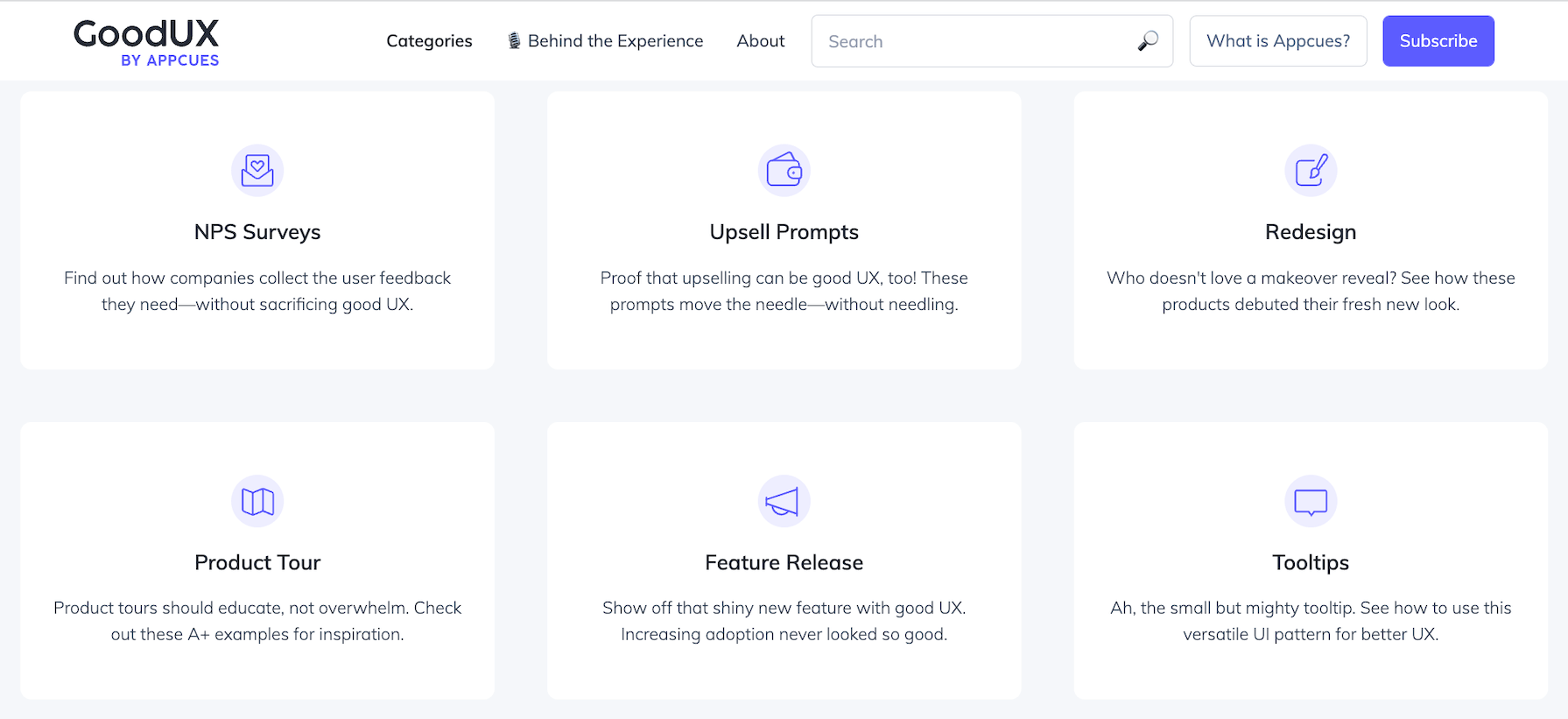 GoodUX by Appcues - UX examples by category