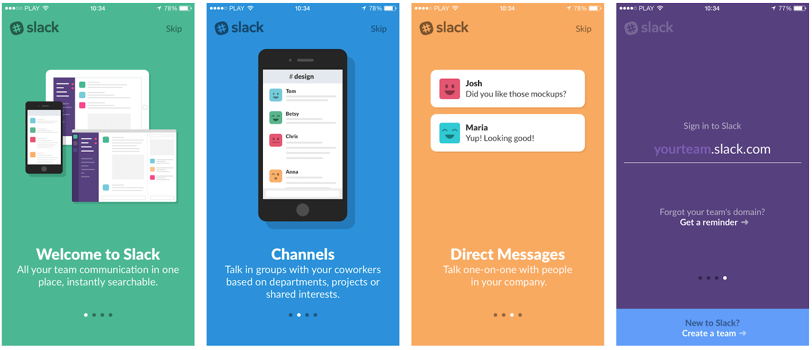 slack mobile app onboarding experience 