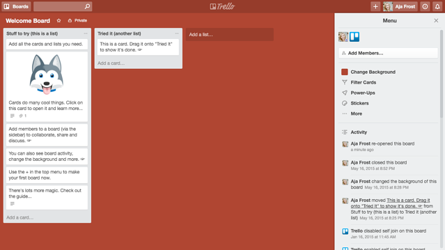 Trello boards user onboarding