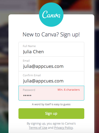 Canva password
