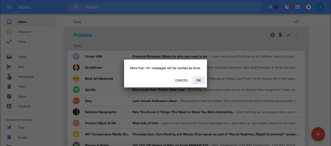 Google Inbox mark as done motivation