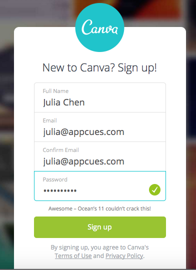 Canva password strong