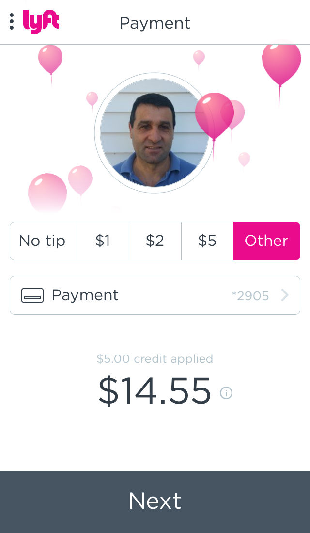 Lyft tipping celebration
