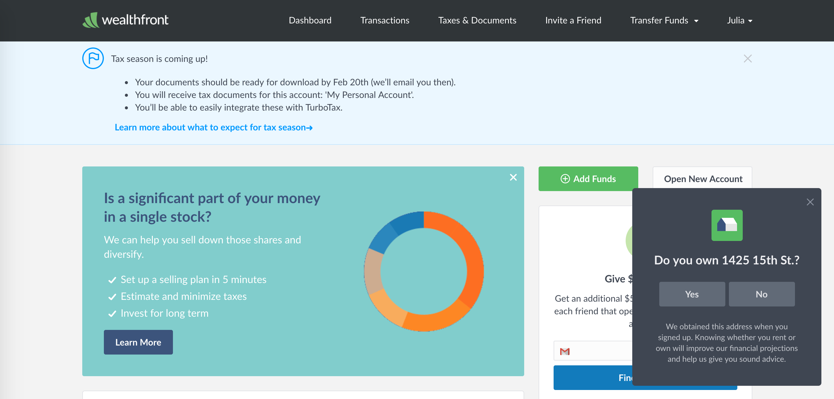 wealthfront UI