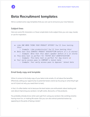 Appcues Beta Recruitment Template