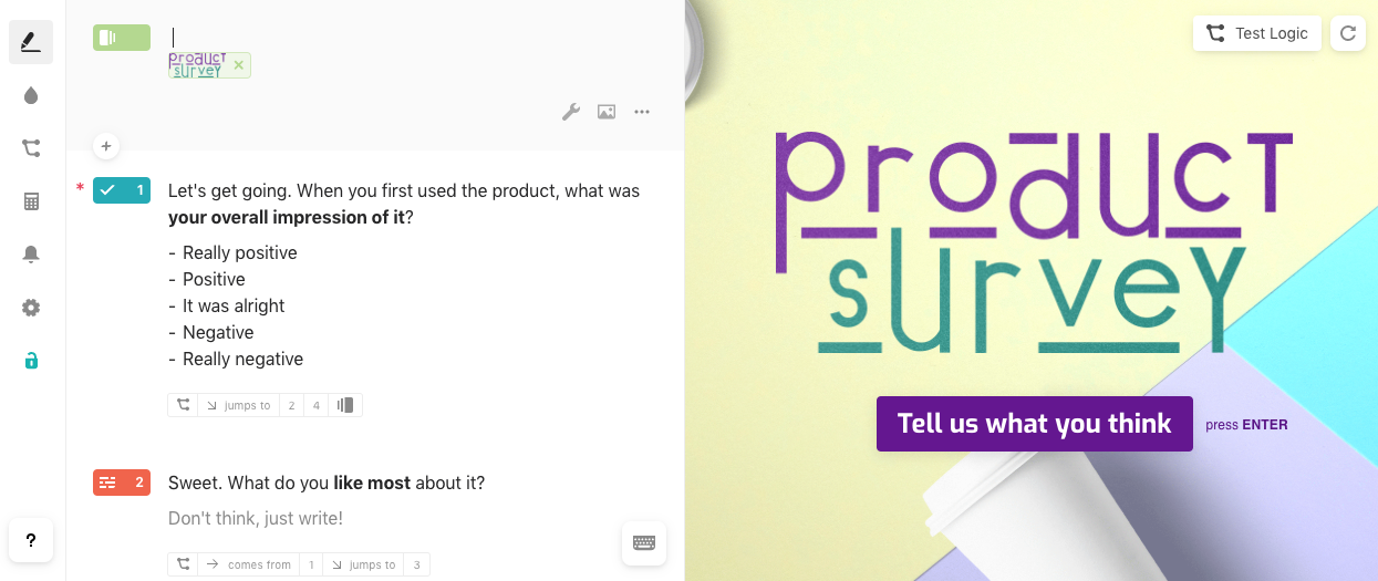 typeform editor simply survey tool