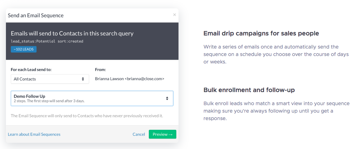 close email drip outreach campaigns for sales